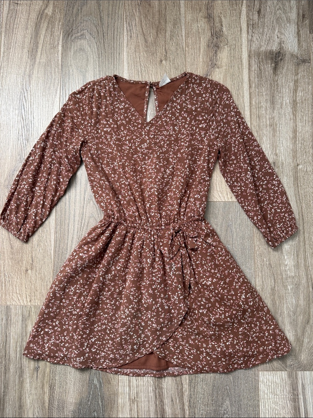 Abercrombie Kids Girl Fall Rust Floral Wrap Waist Dress Size 9/10